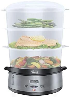 Promo 🎉 Rosewill BPA-free, 9.5-Quart (9L), 3-Tier Stackable Baskets Electric Steamer With Timer Food, 2.20"x9.25"x15.63" ❤️ - Image 5