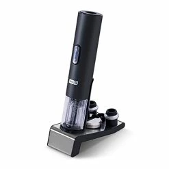 Outlet 🎁 Dash Serve & Preserve Wine Set – Rechargeable Electric Wine Preservation System – Wine Bottle Opener, Vacuum Sealer, 2 Reusable Caps + Charging Base – Black 🎁