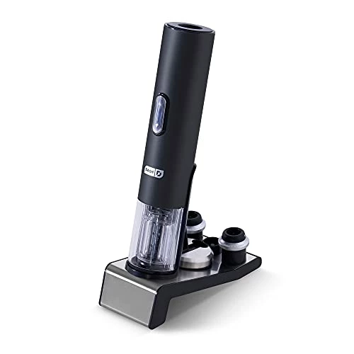 Outlet 🎁 Dash Serve & Preserve Wine Set – Rechargeable Electric Wine Preservation System – Wine Bottle Opener, Vacuum Sealer, 2 Reusable Caps + Charging Base – Black 🎁