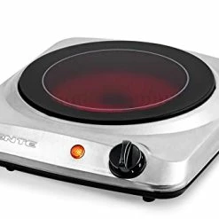 Buy 💯 Ovente Electric Single Infrared Burner 7 Inch Ceramic Glass Hot Plate Cooktop With 5 Level Temperature Control & Easy To Clean Stainless Steel Base, Compact Stove For Home Dorm Office, Silver BGI101S 🛒
