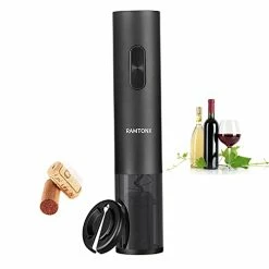 Best Sale 😀 Ramtonx Electric Wine Bottle Opener, Battery Operated Wine Opener Corkscrew Set With Foil Cutter, Automatic Reusable Easy Carry Wine Opener Gift For Waiter 👩 Women As Bar Outdoor Kitchen Wine Accessories Matte Black 🎉
