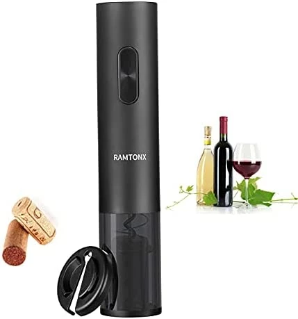 Best Sale π Ramtonx Electric Wine Bottle Opener, Battery Operated Wine Opener Corkscrew Set With Foil Cutter, Automatic Reusable Easy Carry Wine Opener Gift For Waiter π© Women As Bar Outdoor Kitchen Wine Accessories Matte Black π - Image 6