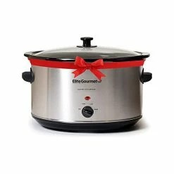 Buy 💯 Elite Gourmet MST-900V Electric Ceramic XL Jumbo Slow Cooker, Adjustable Temp, Entrees, Sauces, Stews & Dips, Dishwasher Safe Glass Lid & Crock (8.5 Quart, Stainless Steel) ✨
