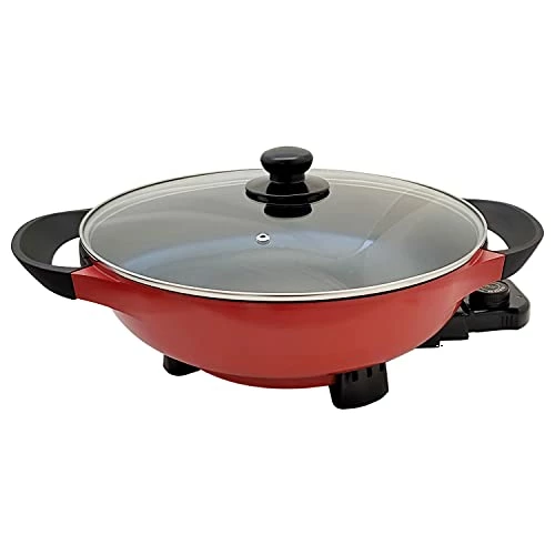 Best deal ๐ฅ Electric Wok 5QT Nonstick 13 Inch With Glass Lid Auto Thermostat Control 1400W PFOA Free Stir Fry Paella Rice ๐ - Image 2