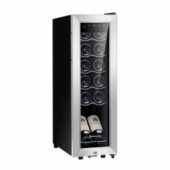 Budget 🥰 Kalamera 12 Bottle Mini Fridge, With Lock & Glass Door, Freestanding Wine Cellar For Home, Office Or Bar, 41F-64F Temperature Control. Stainless St ✔️