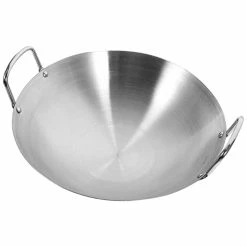 Best Sale 💯 HEMOTON Stainless Steel Wok Pan Stir Fry Pan Deep Frying Wok Nonstick Frying Skillet With Double Handles Flat Bottom Wok Chinese Cooking Wok 🎉