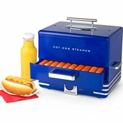 Best Pirce 🌟 Nostalgia Extra Large Diner-Style Steamer, 20 Hot 🐕 Dogs And 6 Bun Capacity, Perfect For Breakfast Sausages, Brats, Vegetables, Fish, Cob ✔️