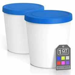 Outlet 🔥 BALCI - Premium Ice Cream Containers (2 Pack - 1 Quart Each) Perfect Freezer Storage Tubs With Lids For Ice Cream, Sorbet And Gelato! - Blue 👍
