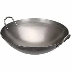 Top 10 👍 UXZDX Wok - Binaural Stainless Steel Pot Uncoated Non-stick Pan Uncoated Old-fashioned Iron Pan Round Bottom 🎉