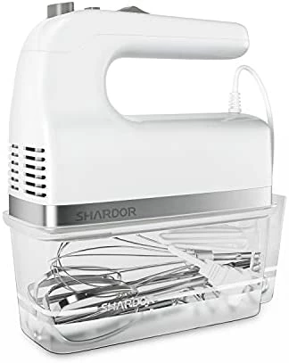 Buy โญ SHARDOR Hand Mixer, 350W Handheld Mixer With Storage Case 5-Speed Plus Turbo Hand Mixer Electric With 5 Stainless Steel Attachments(2 Beaters, 2 Dough Hooks And 1 Whisk), Silver Black Stand Mixer ๐ - Image 5