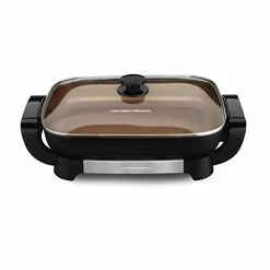 Deals 🧨 Hamilton Beach Durathon Ceramic Electric Skillet With Removable 12x15” Pan, Adjustable Temperature, Reversible Design, Tempered Glass Lid (38529K) 👏