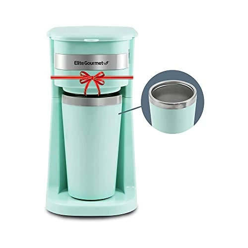 Best deal 🤩 Elite Gourmet EHC113M Personal Single-Serve Compact Coffee Maker Brewer Includes 14Oz. Stainless Steel Interior Thermal Travel Mug, Compatible With Coffee Grounds, Reusable Filter, Min ❤️