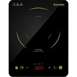 Cheapest ⭐ Sunmaki Induction Cooktop, Induction Hot Plate With LED Display, 1800W Countertop Burner Portable Black Crystal Glass Surface 10 Temperature 9 Power Setting &3H Timer For Cooking ✔️