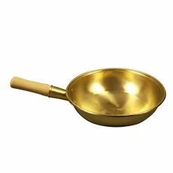 Best Pirce 💯 AGHH Chef's Classic Pans Copper Wok Copper Supplement Kitchenware Handmade Wooden Handle Wok Brass Wok (Size : 36cm) 😉