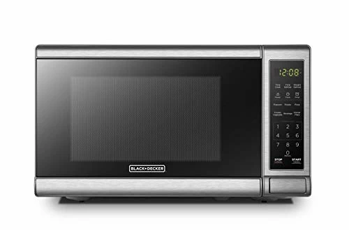 Coupon ❤️ BLACK+DECKER EM720CB7 Digital Microwave Oven With Turntable Push-Button Door, Child Safety Lock, 700W, Stainless Steel, 0.7 Cu.ft 🎉