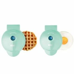 Cheapest 🔔 DASH Mini Maker Waffle Maker + Griddle, 2-Pack Griddle + Waffle Iron - Aqua 🔔