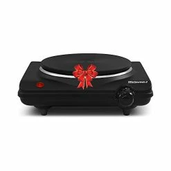 Best Sale 🛒 Elite Gourmet ESB-301BF Countertop Single Cast Iron Burner, 1000 Watts Electric Hot Plate, Temperature Controls, Power Indicator Lights, Easy To Clean, Black 😉