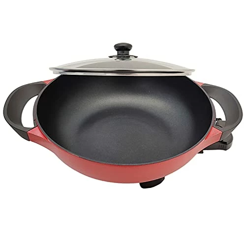 Best deal ๐ฅ Electric Wok 5QT Nonstick 13 Inch With Glass Lid Auto Thermostat Control 1400W PFOA Free Stir Fry Paella Rice ๐ - Image 3