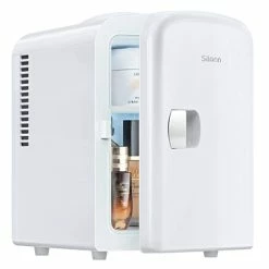 Budget 🤩 Silonn Mini Fridge, Portable Skin Care Fridge, 4 L/6 Can Cooler And Warmer Small Refrigerator With Eco Friendly For Home, Office And Car, Compact Refrigerator And White 🔔
