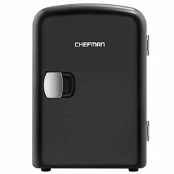 Coupon 🥰 Chefman Mini Portable Black Personal Fridge Cools Or Heats And Provides Compact Storage For Skincare, Snacks, Or 6 12oz Cans W/A Lightweight 4-liter Capacity To Take On The Go 😉