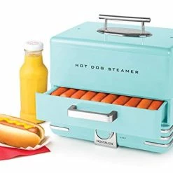 Discount ⌛ Nostalgia Extra Large Retro Classic Style Steamer Warmer, 20 Hot 🐶 Dog And 6 Bun Capacity, Steam Bratwursts, Sausages, Vegetables, Fish, Dumplings, Aqu 👍