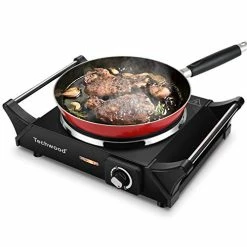 Wholesale ✔️ Techwood Hot Plate Portable Electric Stove 1500W Countertop Single Burner With Adjustable Temperature & Stay Cool Handles, 7.5” Cooktop For Dorm Office/Home/Camp, Compatible For All Cookwares 🛒