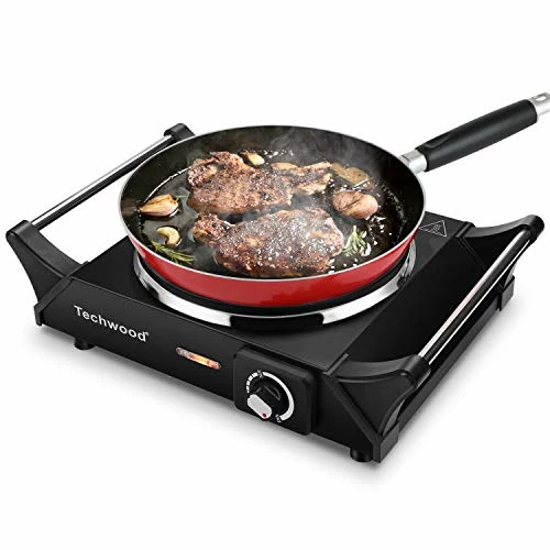 Wholesale โ๏ธ Techwood Hot Plate Portable Electric Stove 1500W Countertop Single Burner With Adjustable Temperature & Stay Cool Handles, 7.5โ Cooktop For Dorm Office/Home/Camp, Compatible For All Cookwares ๐