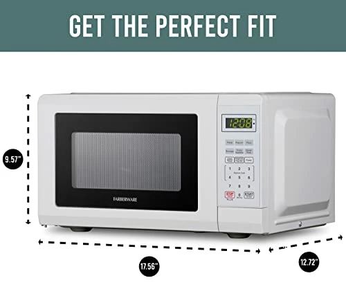 Best deal โ Farberware Compact Countertop Microwave Oven 0.7 Cu. Ft. 700-Watt With LED Lighting, Child Lock, Easy Clean Grey Interior, Whit โญ - Image 4