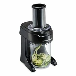 Hot Sale 🥰 Hamilton Beach 3-in-1 Electric Vegetable Spiralizer & Slicer With 3 Cutting Cones For Veggie Spaghetti, Linguine, And Ribbons, 6-Cups, Black,70930 👍