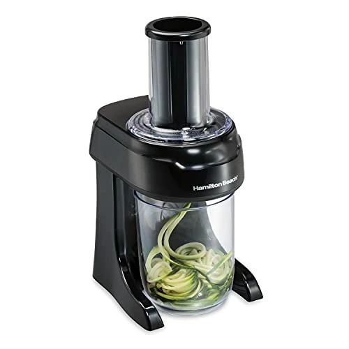 Hot Sale 🥰 Hamilton Beach 3-in-1 Electric Vegetable Spiralizer & Slicer With 3 Cutting Cones For Veggie Spaghetti, Linguine, And Ribbons, 6-Cups, Black,70930 👍
