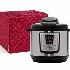 Deals 🎁 Covermates Keepsakes – Pressure Cooker Cover – Dust Protection - Stain Resistant - Washable – Appliance Cover-Red Black Quilted Polyester 🔥