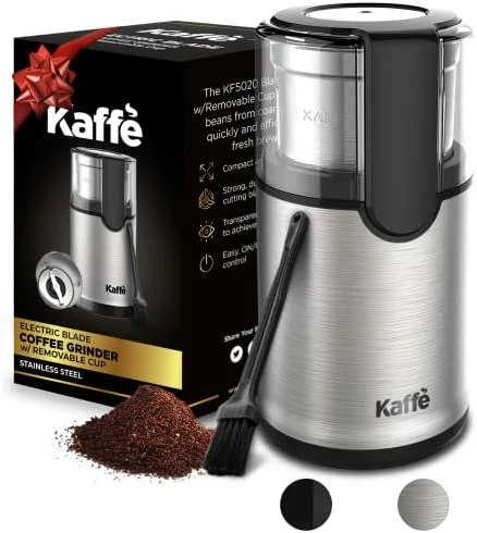 Top 10 🔥 Kaffè Kaffe Coffee Grinder Electric - Spice Grinder W/ Cleaning Brush, Easy On/Off - Perfect For Espresso, Herbs, Spices, Nuts, Grain - 3.5oz / 14 Cup. Black 🔥 - Image 9