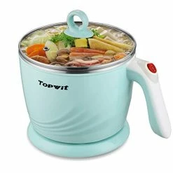 Outlet ⭐ Topwit Electric Hot Pot Mini, Electric Cooker, Noodles Cooker, Electric Kettle With Multi-Function For Steam, Egg, Soup And Stew With Over-Heating & Boil Dry Protection, Dual Power, 1.2L, Green 💯