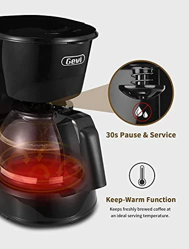 Outlet 🥰 Gevi 4 Cups Small Coffee Maker, Compact Coffee Machine With Reusable Filter, Warming Plate And Coffee Pot For Home And Office Aluminum Blu 🥰 - Image 3