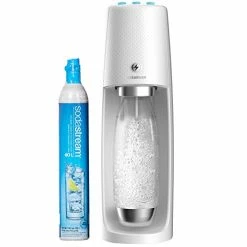 Best Pirce 🌟 SodaStream Fizzi One Touch, Sparkling Water Maker, White & SodaStream White Carbonating Bottle 0.5L 😍