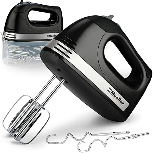 Cheapest 🎁 Mueller Austria Mueller Electric Hand Mixer, 5 Speed 250W Turbo With Snap-On Storage Case And 4 Chrome-plated Steel Accessories For Easy Whipping, Mixing Cookies, Brownies, Cakes, And Dough Batters Black ❤️ - Image 5