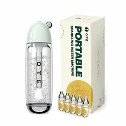 Wholesale 👏 OTE Sparkling Water Maker - Portable Soda Maker Machine For Home, 450ml Compact Size With 20 Mini Cylinders Included, Carbonated Water Machine No Electricity, Double Layer PET Bottle, BPA Free, Double Pressure Relief Valves, Green 👏