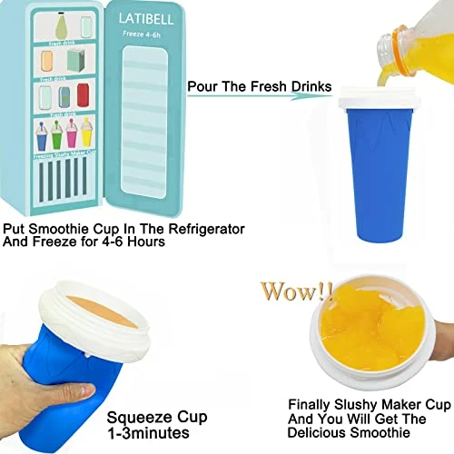 Top 10 ๐ LATIBELL Slushy Maker Cup Travel Slushie Cup Portable Slushie Maker Frozen Magic Cup Double Layer Silica Cup Pinch Cup ๐ Summer Cooler Smoothie Silicon Cup Mini Ice Cream Maker For Children' & Adult ๐ - Image 2
