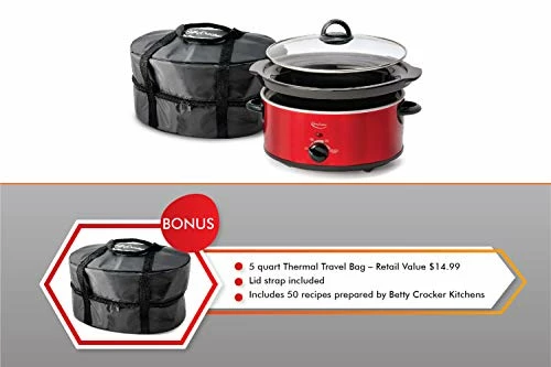 Cheapest β¨ Betty Crocker Slow Cooker With A Travel Bag, 5-Quart, Red, BC-1544 π - Image 3