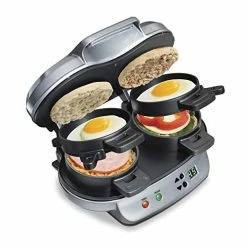 New ✔️ Hamilton Beach Dual Breakfast Sandwich Maker With Timer, Silver (25490A) 🤩