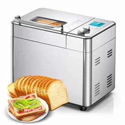 Top 10 🥰 15-in-1 Bread Maker With Fruit And Nut Dispenser, 2.2LB Fully Stainless Steel Bread Machine, Nonstick Ceramic Pan, 3 Loaf Sizes & 3 Crust Colors, Recipes, Silver ✔️