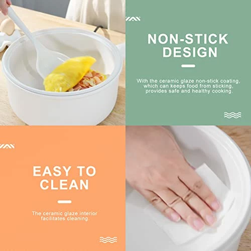 Budget ๐ฅฐ Pan Electric, Non-Stick Hot Pot Electric With Strainer, YOKEKON 2.64 Quart Large Cooking Pan For Omelet, Soup, Fondue, Pasta, Steak, Perfect For Dorm And Camping, Steamer, White ๐ฏ - Image 6