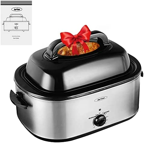 Discount ๐ฅฐ 30lb 26-Quart Roaster Oven, Electric Roaster Oven With Viewing Lid, Sunvivi Turkey Roaster With Unique Defrost/Warm Function, Large Roaster With With Removable Pan & Rack , Stainless Steel, White โ๏ธ - Image 9