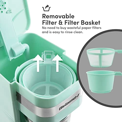 Best deal 🤩 Elite Gourmet EHC113M Personal Single-Serve Compact Coffee Maker Brewer Includes 14Oz. Stainless Steel Interior Thermal Travel Mug, Compatible With Coffee Grounds, Reusable Filter, Min ❤️ - Image 3