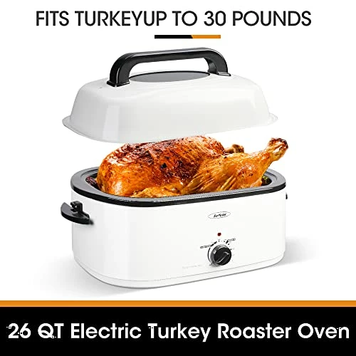 Discount ๐ฅฐ 30lb 26-Quart Roaster Oven, Electric Roaster Oven With Viewing Lid, Sunvivi Turkey Roaster With Unique Defrost/Warm Function, Large Roaster With With Removable Pan & Rack , Stainless Steel, White โ๏ธ - Image 2