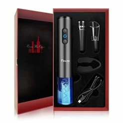 Brand new ⌛ Electric Wine Opener - Flauno Automatic Wine Bottle Opener, Electric Corkscrew Wine Opener With Foil Cutter, Vacuum Wine Stopper, Wine Aerator Pourer, Ideal Wine Gift Set, Rechargeable Gray 🤩