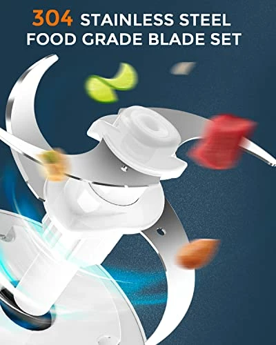 Budget โ๏ธ Syvio Food Processors With 2 Bowls, Meat Grinder 4 Bi-Level Blades, Mini Electric Food Chopper 400W, For Baby Food, Meat, Onion, Vegetables, 2 Speed, 8 Cup And 5 Cup โ - Image 4