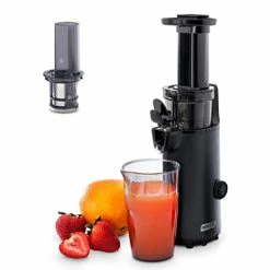 Discount 😀 DASH Deluxe Compact Masticating Slow Juicer, Easy To Clean Cold Press Juicer With Brush, Pulp Measuring Cup, Frozen Attachment And Juice Recipe Guide - Black 😀