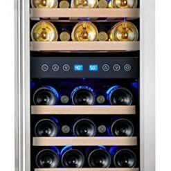 Coupon 🌟 Phiestina Dual Zone Wine Cooler Refrigerator - 33 Bottle Free Standing Compressor Fridge And Chiller For Red And White Wines - 16'' Glass Door Wine Refrigerator With Digital Memory Temperature Control 👏
