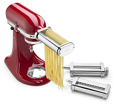 Deals 😀 KitchenAid 3-Piece Pasta Roller & Cutter Set Attachment, Silver 😀
